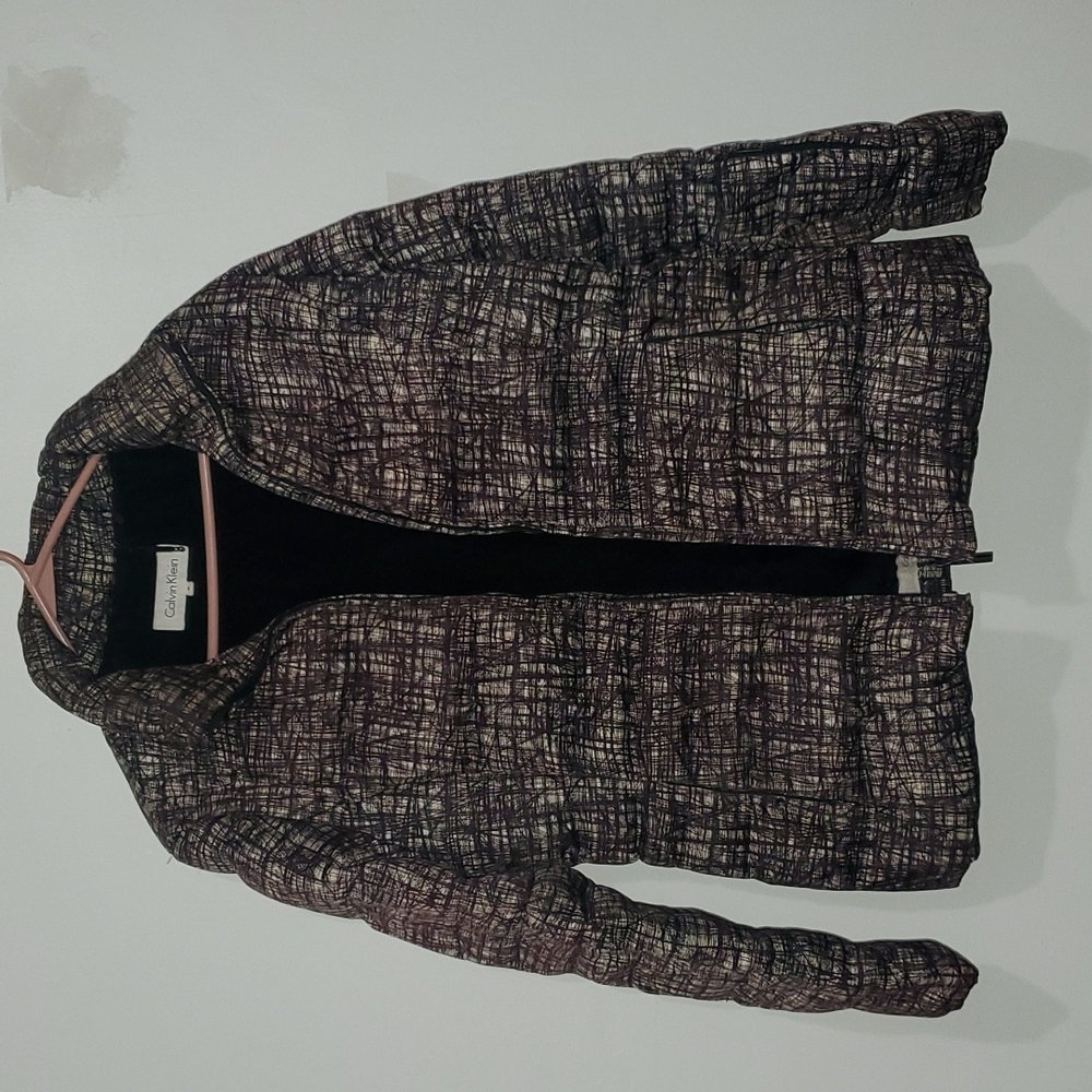 Size M Women's Calvin Klein Winter Puffer Coat Purple and White